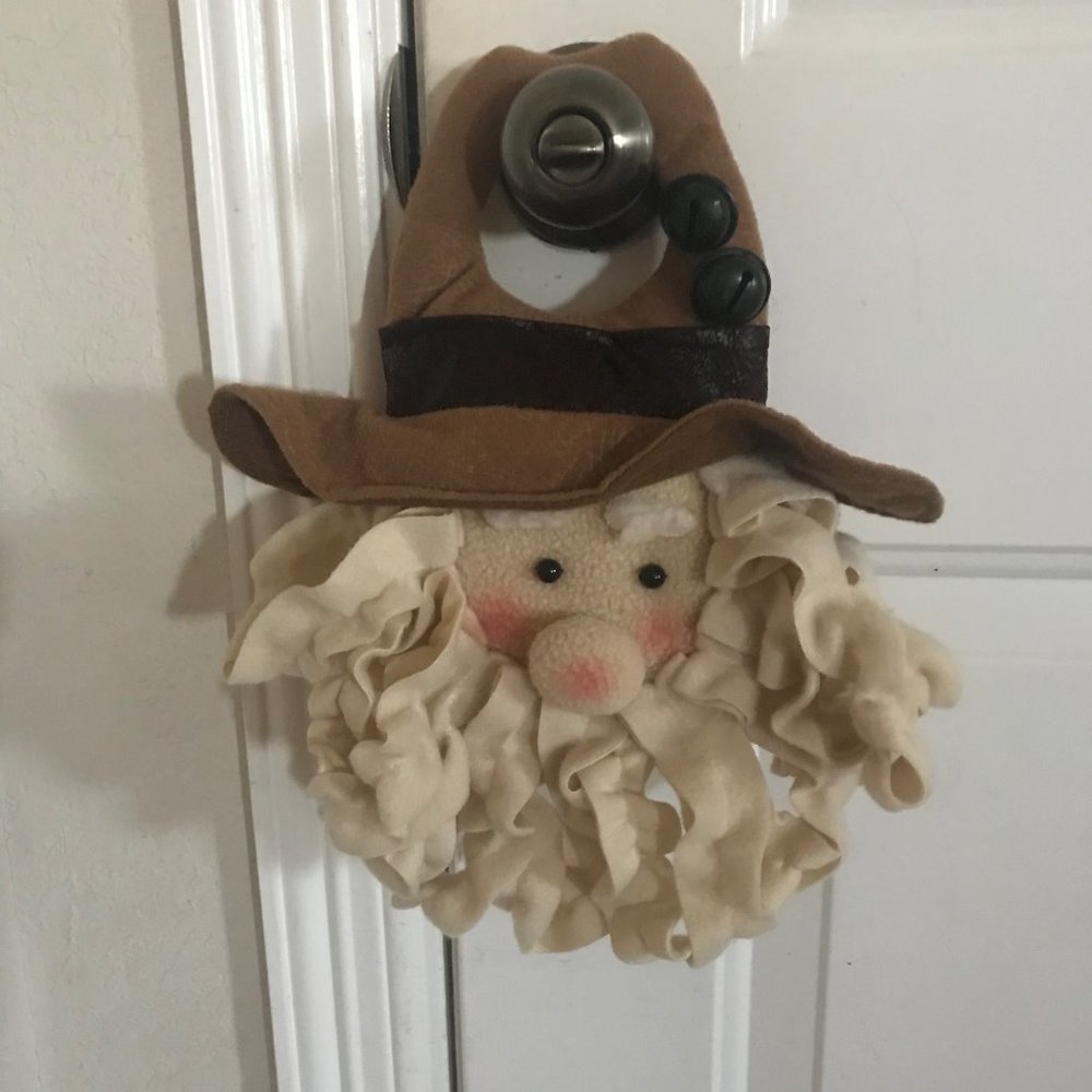 Stuffed Western Cowboy Santa door decor